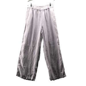 The Drop 100% Linen Wide Leg Pull On Pants Womens M Purple Lilac High Rise